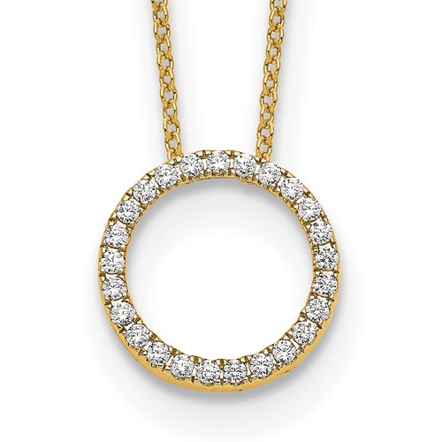 True Origin 14K Yellow Gold 0.25 Carat Lab Grown Diamond VS+ F+ Complete Eternity Pendant Necklace, 18"