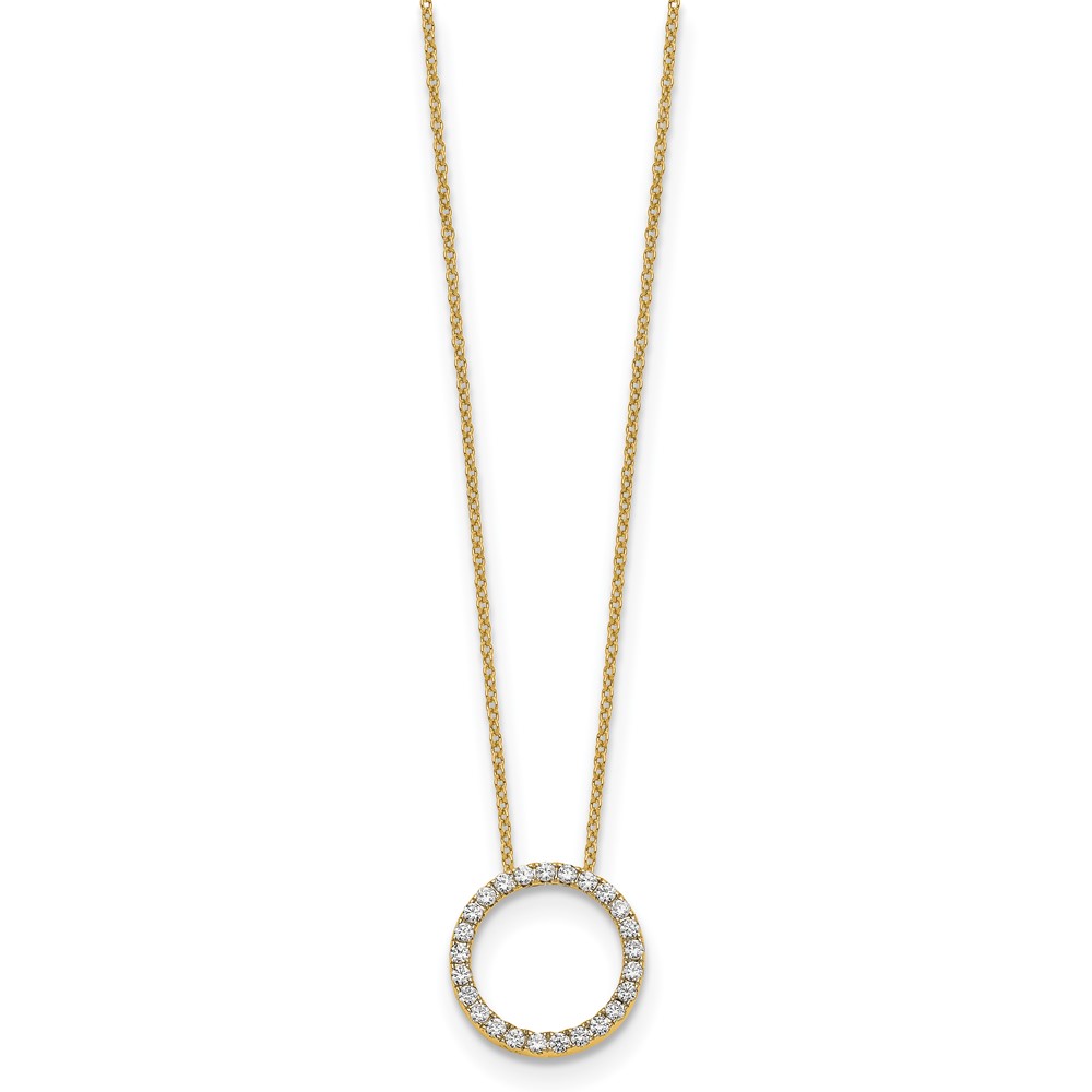 14k Polished 1/2 carat Diamond Circle 18 inch Necklace (PM1002-050-YA)