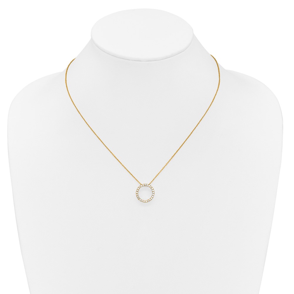 14k Polished 1/2 carat Diamond Circle 18 inch Necklace (PM1002-050-YA)