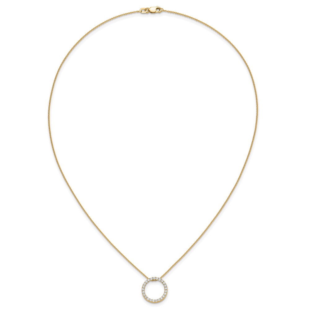 14k Polished 1/2 carat Diamond Circle 18 inch Necklace (PM1002-050-YA)