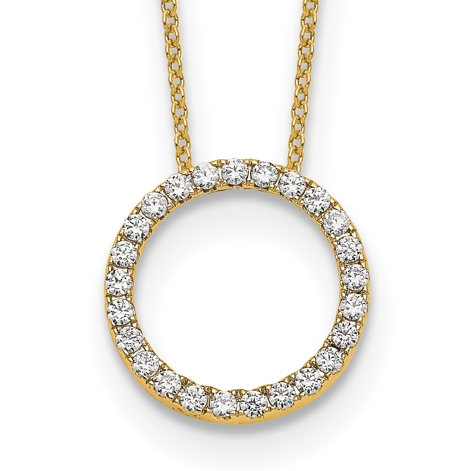 14k Polished 1/2 carat Diamond Circle 18 inch Necklace (PM1002-050-YA)