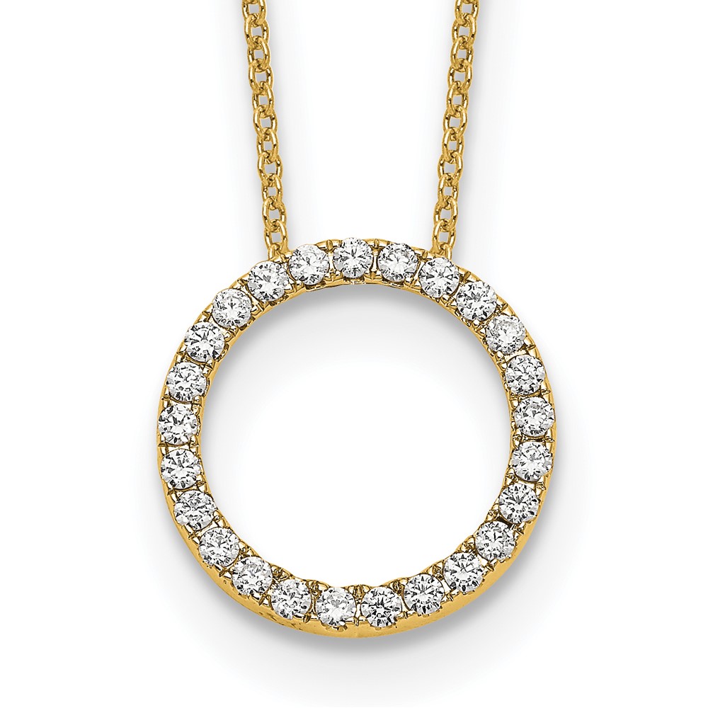 14k Polished 1/2 carat Diamond Circle 18 inch Necklace (PM1002-050-YA)