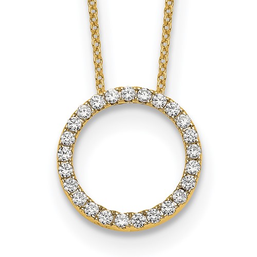 True Origin 14K Yellow Gold 0.50 Carat Lab Grown Diamond VS+ F+ Complete Eternity Pendant Necklace, 18"