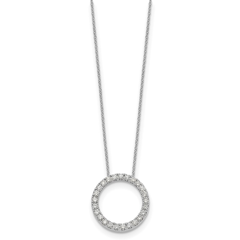True Origin 14k White Gold 1 carat Lab Grown Diamond VS DEF 18 inch Eternity Pendant Necklace