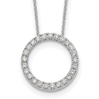 True Origin 14K White Gold 1 Carat Lab Grown Diamond VS+ F+ Complete Eternity Pendant Necklace, 18" view 1