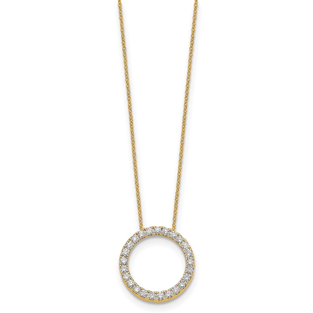 14k Polished 1 carat Diamond Circle 18 inch Necklace (PM1002-100-YA)