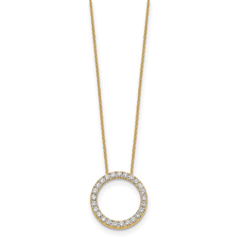 True Origin 14k 1 carat Lab Grown Diamond VS DEF 18 inch Eternity Pendant Necklace
