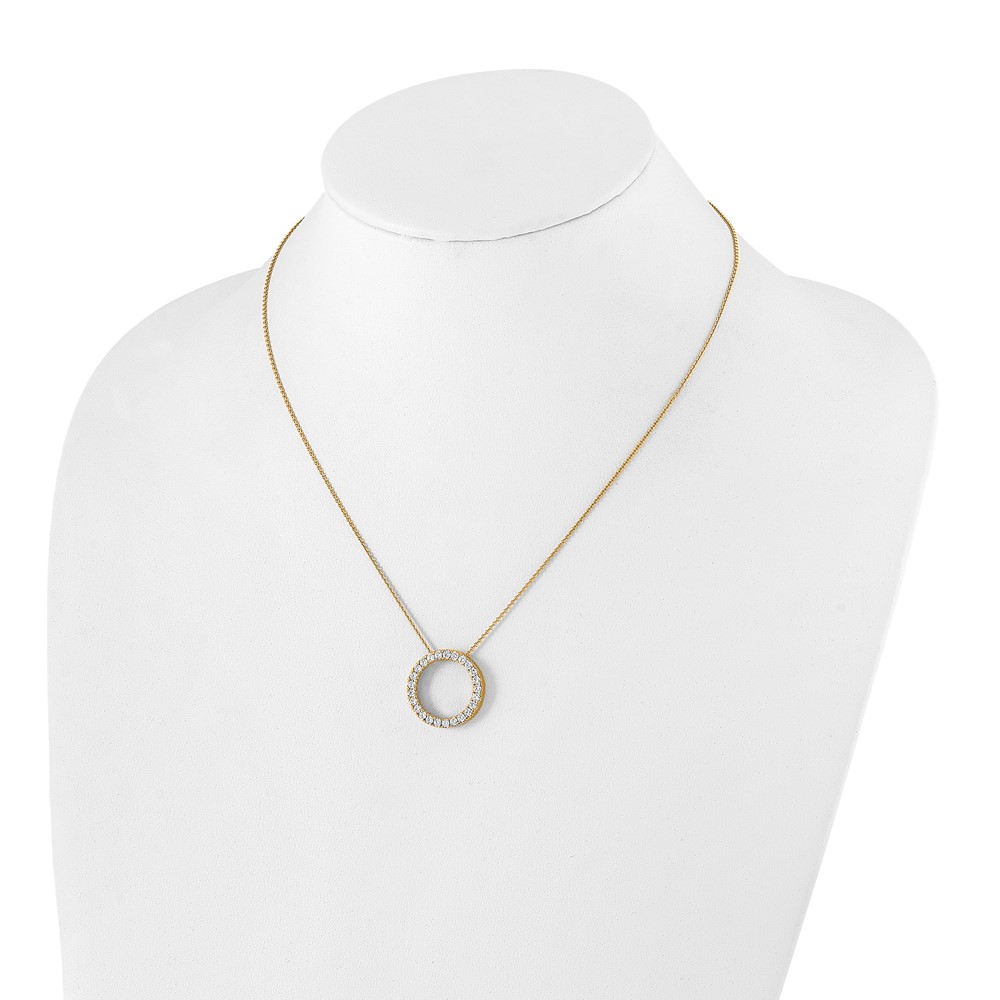 14k Polished 1 carat Diamond Circle 18 inch Necklace (PM1002-100-YA)