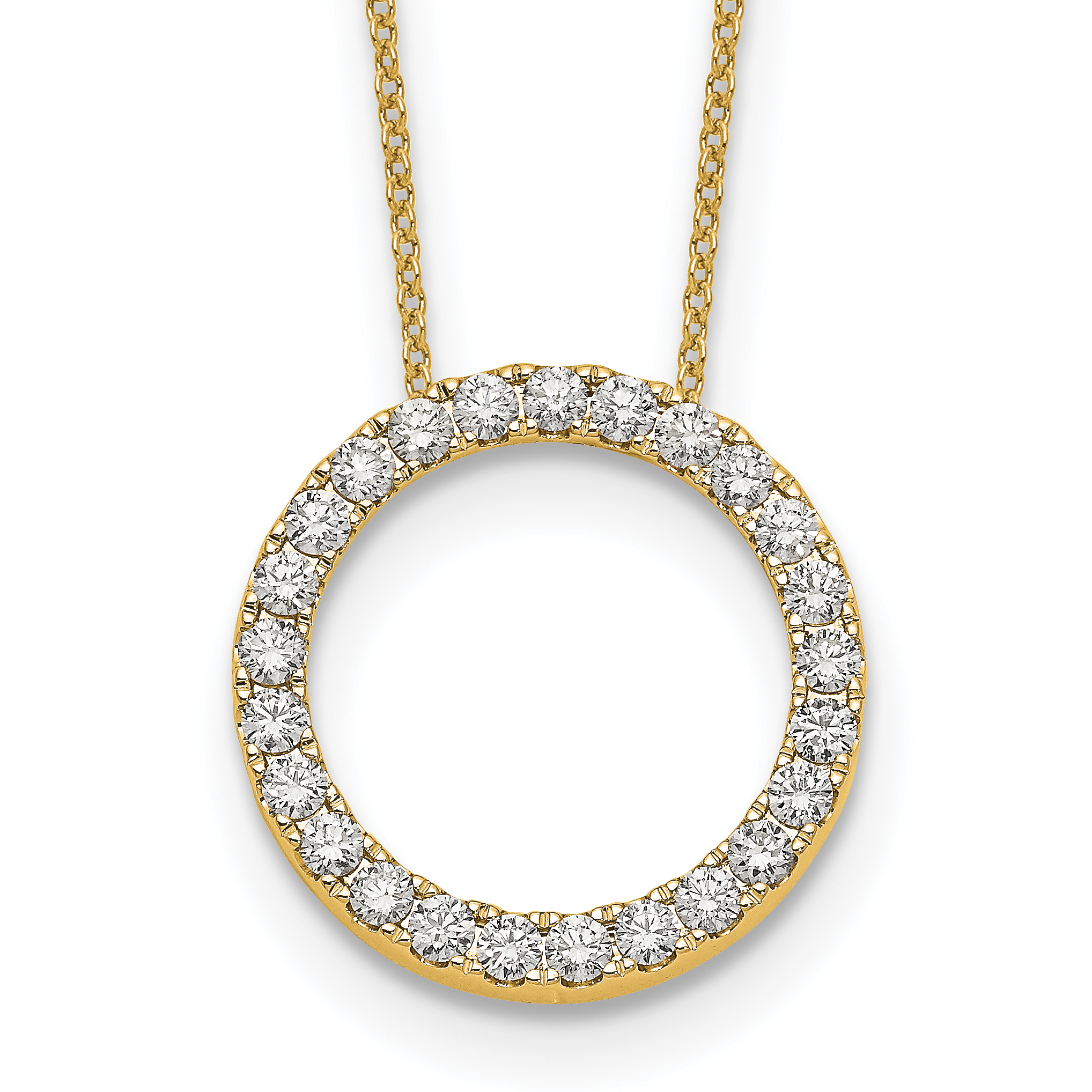 14k Polished 1 carat Diamond Circle 18 inch Necklace (PM1002-100-YA)