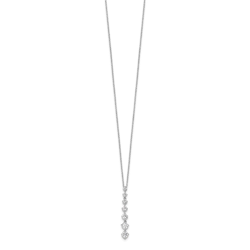True Origin 14k White Gold 1 carat Lab Grown Diamond VS DEF 18 inch Seven Stone Pendant Necklace