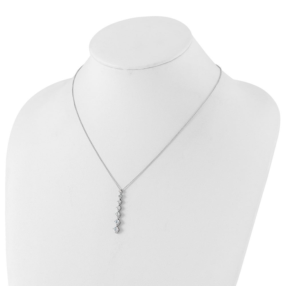 True Origin 14k White Gold 1 carat Lab Grown Diamond VS DEF 18 inch Seven Stone Pendant Necklace (PM10020-100-WLD)