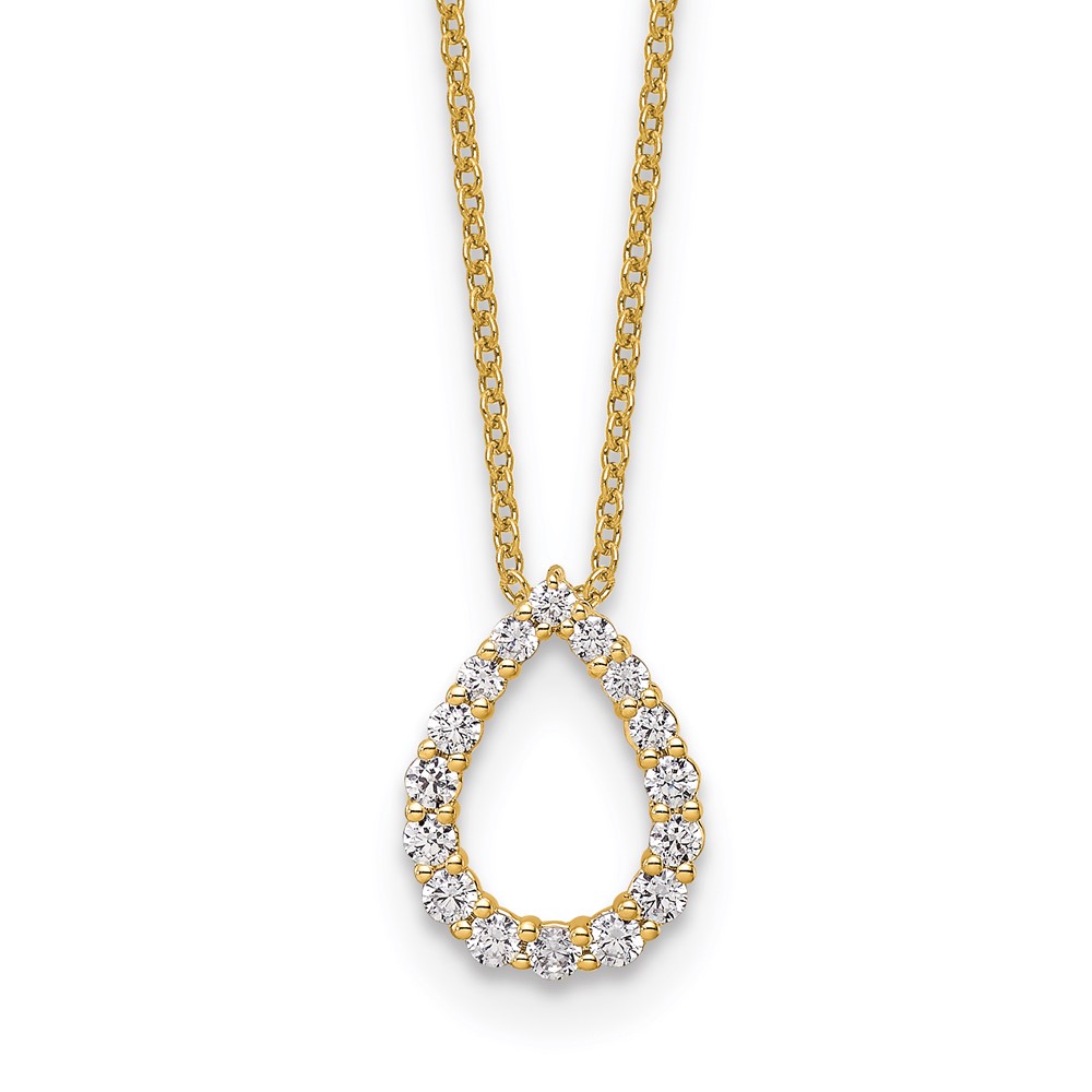 True Origin 14K Yellow Gold 0.33 Carat Lab Grown Diamond VS+ F+ Complete Teardrop Necklace, 18"