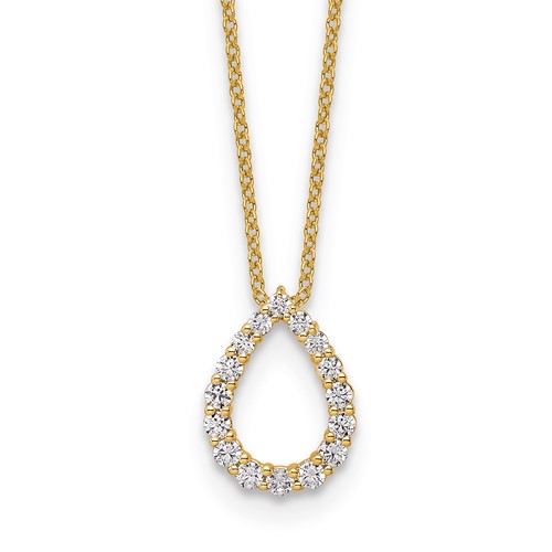 True Origin 14K Yellow Gold 0.33 Carat Lab Grown Diamond VS+ F+ Complete Teardrop Necklace, 18"