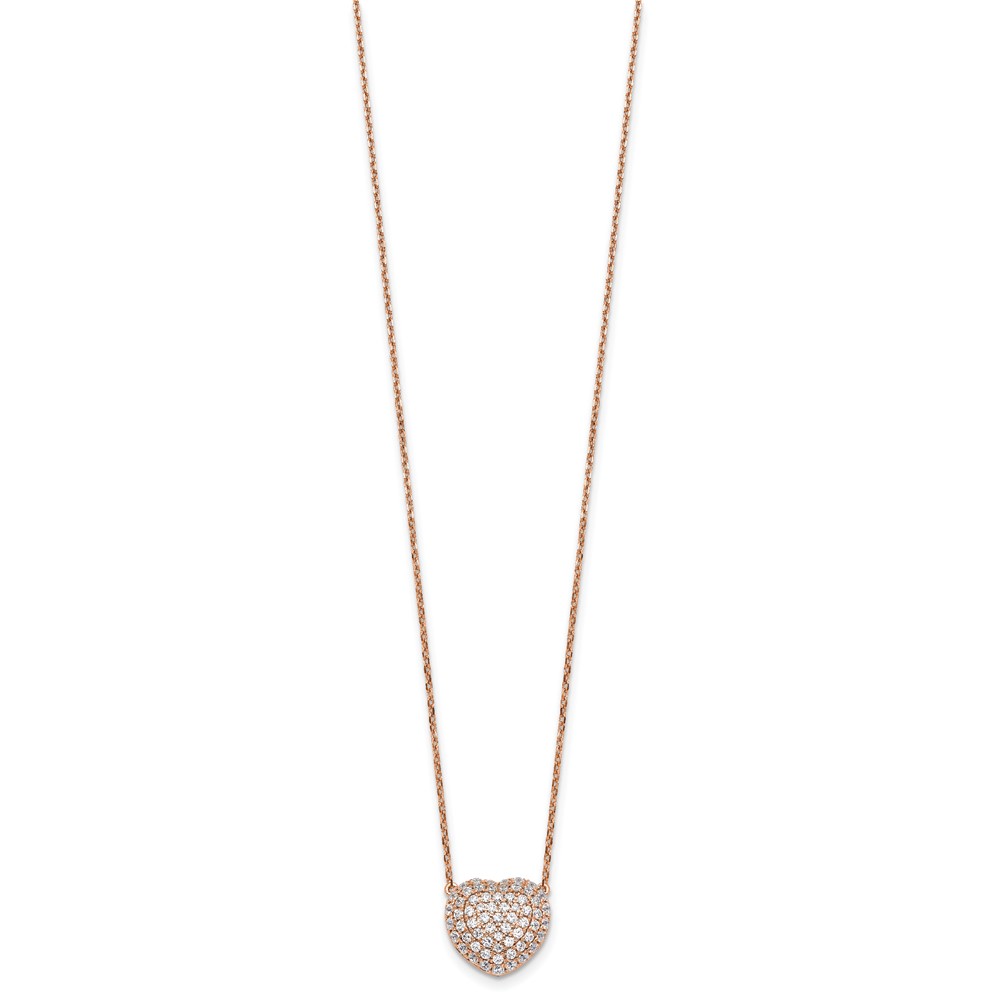 True Origin 14k Rose Gold 3/4 carat Lab Grown Diamond VS DEF 18 inch Heart Necklace (PM10025-073-RLD-18)