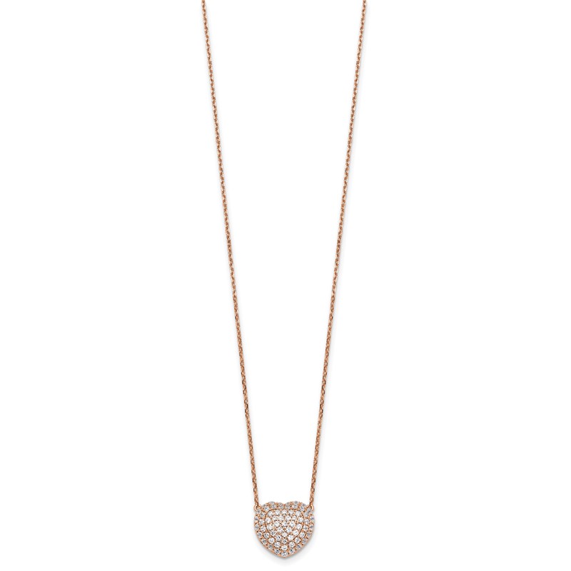 True Origin 14k Rose Gold 3/4 carat Lab Grown Diamond VS DEF 18 inch Heart Necklace