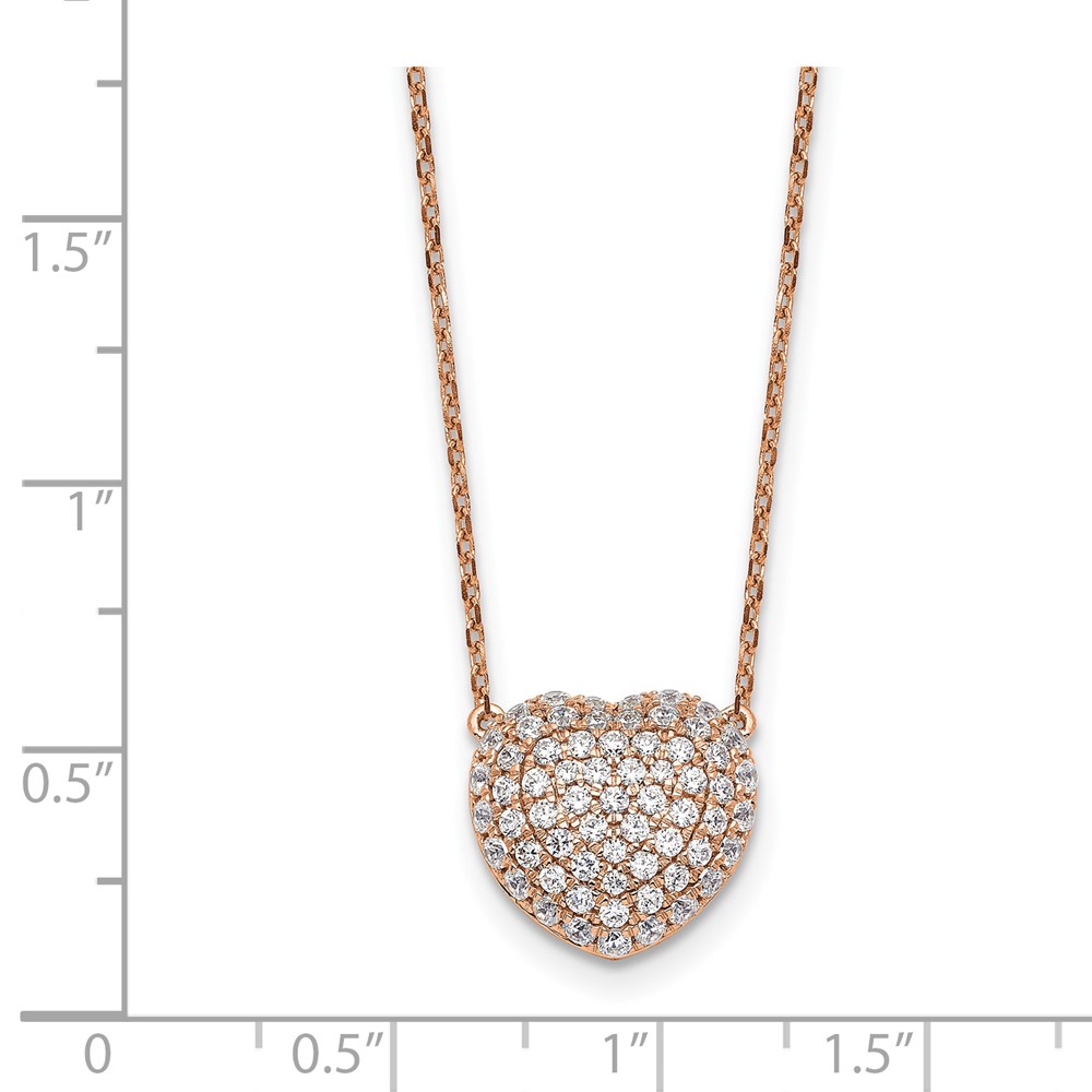 True Origin 14k Rose Gold 3/4 carat Lab Grown Diamond VS DEF 18 inch Heart Necklace (PM10025-073-RLD-18)