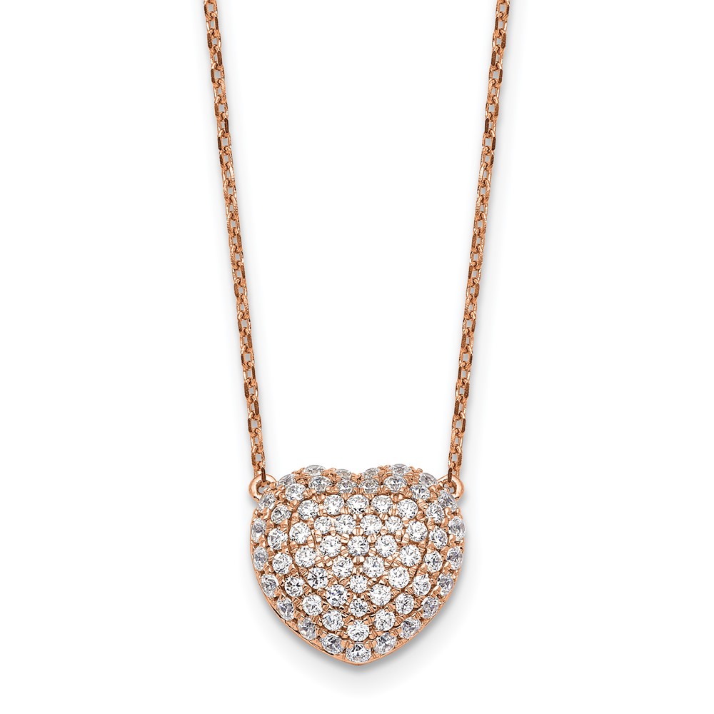 True Origin 14K Rose Gold 0.75 Carat Lab Grown Diamond VS+ F+ Complete Heart Necklace, 18"