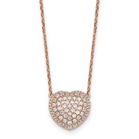 True Origin 14K Rose Gold 0.75 Carat Lab Grown Diamond VS+ F+ Complete Heart Necklace, 18" view 1
