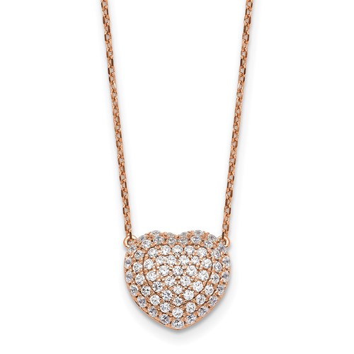 True Origin 14K Rose Gold 0.75 Carat Lab Grown Diamond VS+ F+ Complete Heart Necklace, 18"