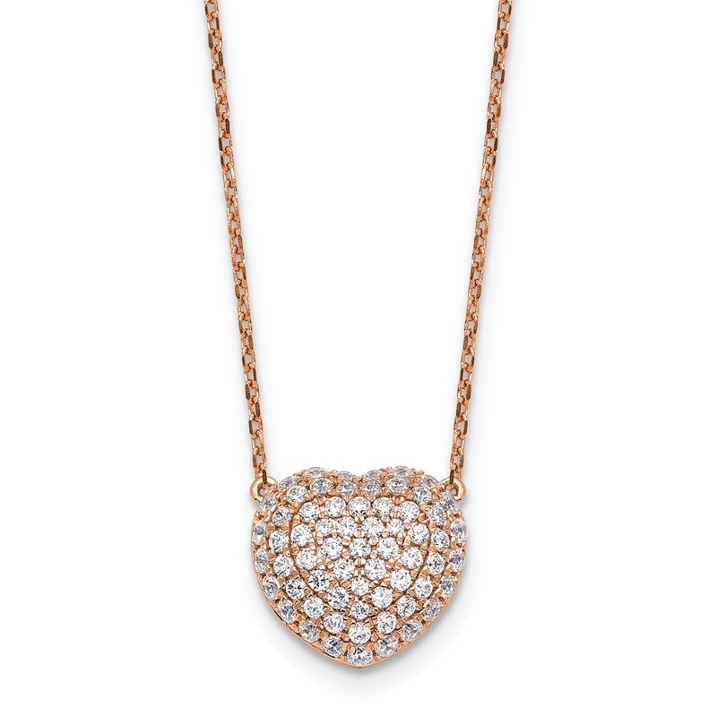 True Origin 14k Rose Gold 3/4 carat Lab Grown Diamond VS DEF 18 inch Heart Necklace