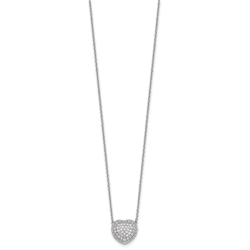 True Origin 14k White Gold 3/4 carat Lab Grown Diamond VS DEF 18 inch Heart Necklace