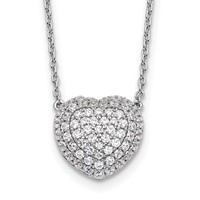 True Origin 14K White Gold 0.75 Carat Lab Grown Diamond VS+ F+ Complete Heart Necklace, 18" view 1