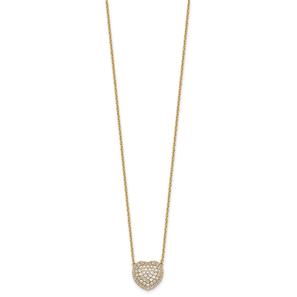 True Origin 14k 3/4 carat Lab Grown Diamond VS DEF 18 inch Heart Necklace (PM10025-073-YLD-18)