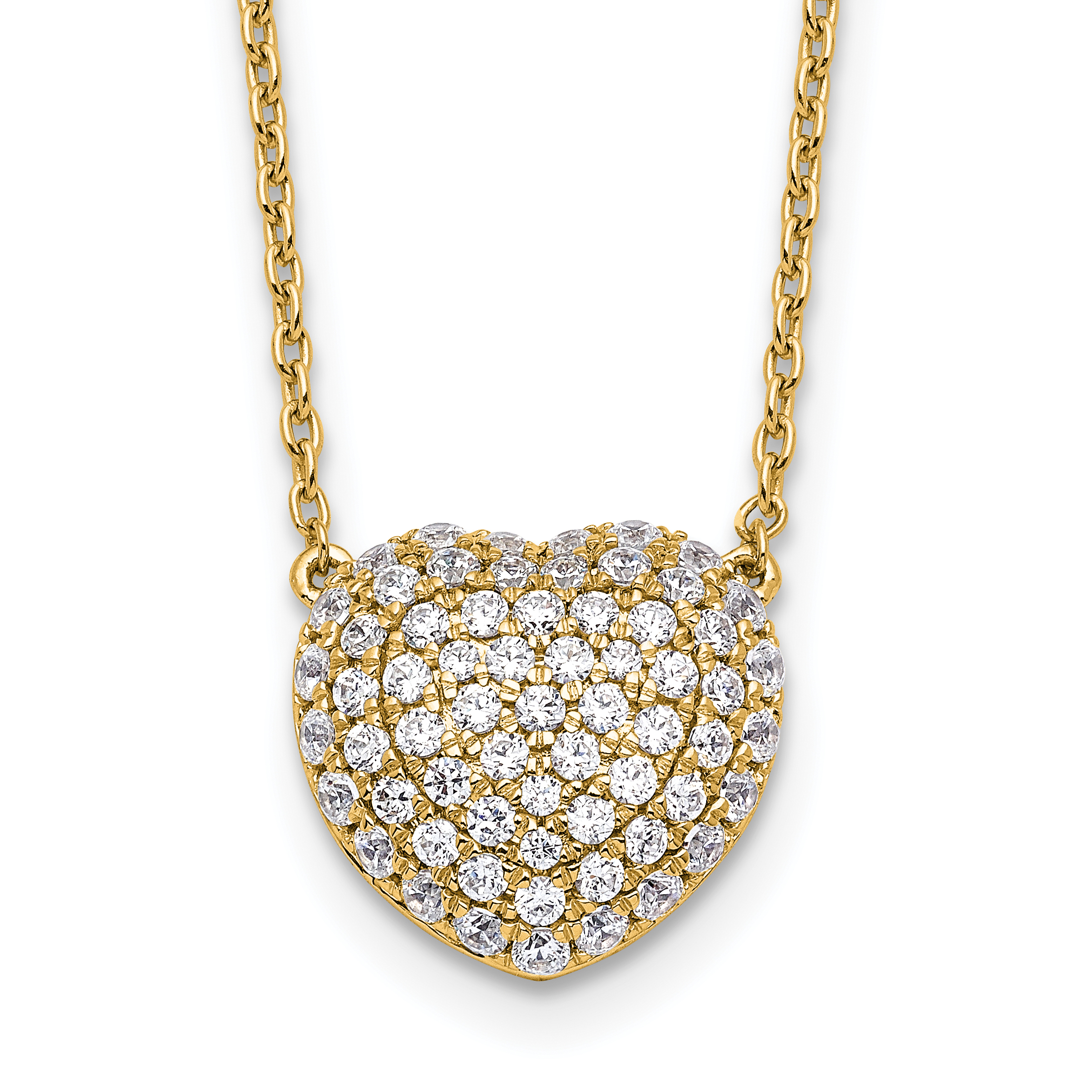 True Origin 14k 3/4 carat Lab Grown Diamond VS DEF 18 inch Heart Necklace (PM10025-073-YLD-18)