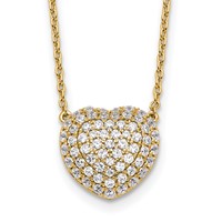 True Origin 14K Yellow Gold 0.75 Carat Lab Grown Diamond VS+ F+ Complete Heart Necklace, 18" view 1