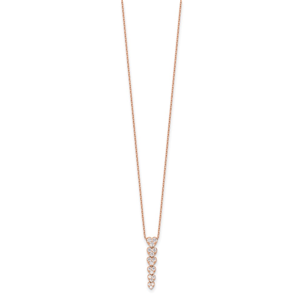 True Origin 14k Rose Gold 1 carat Lab Grown Diamond VS DEF 18 inch Hearts Pendant Necklace (PM10026-100-RLD)