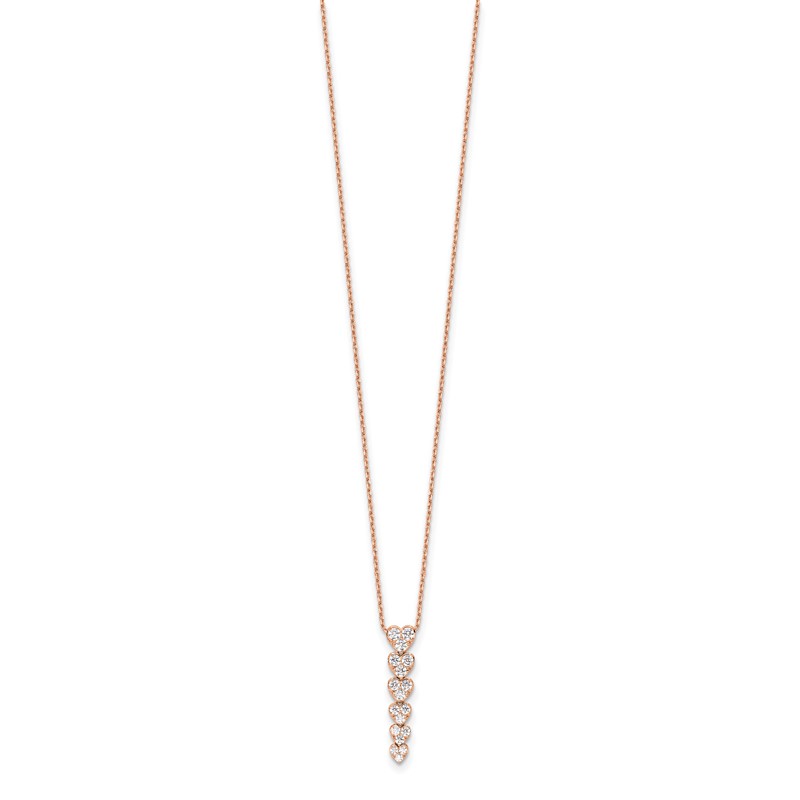 True Origin 14k Rose Gold 1 carat Lab Grown Diamond VS DEF 18 inch Hearts Pendant Necklace