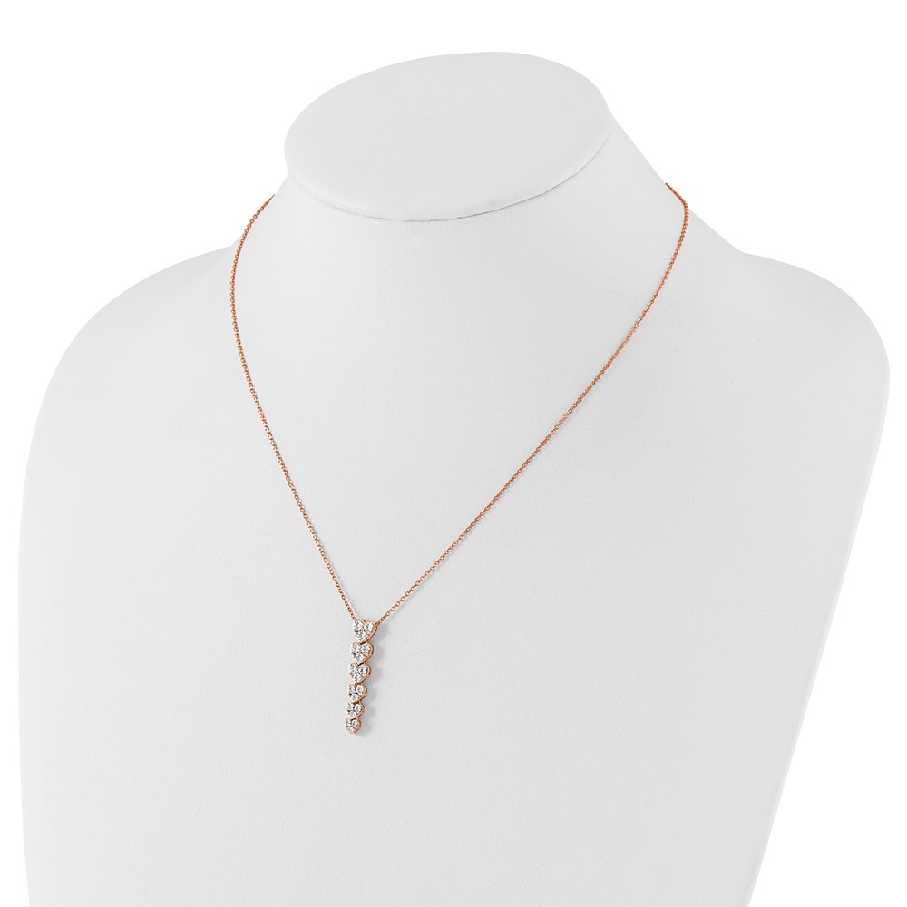 True Origin 14k Rose Gold 1 carat Lab Grown Diamond VS DEF 18 inch Hearts Pendant Necklace (PM10026-100-RLD)