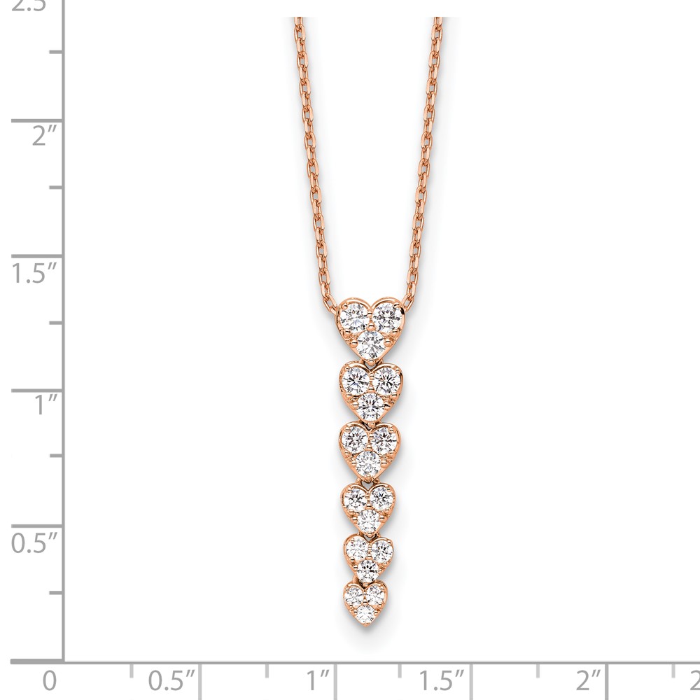 True Origin 14k Rose Gold 1 carat Lab Grown Diamond VS DEF 18 inch Hearts Pendant Necklace (PM10026-100-RLD)