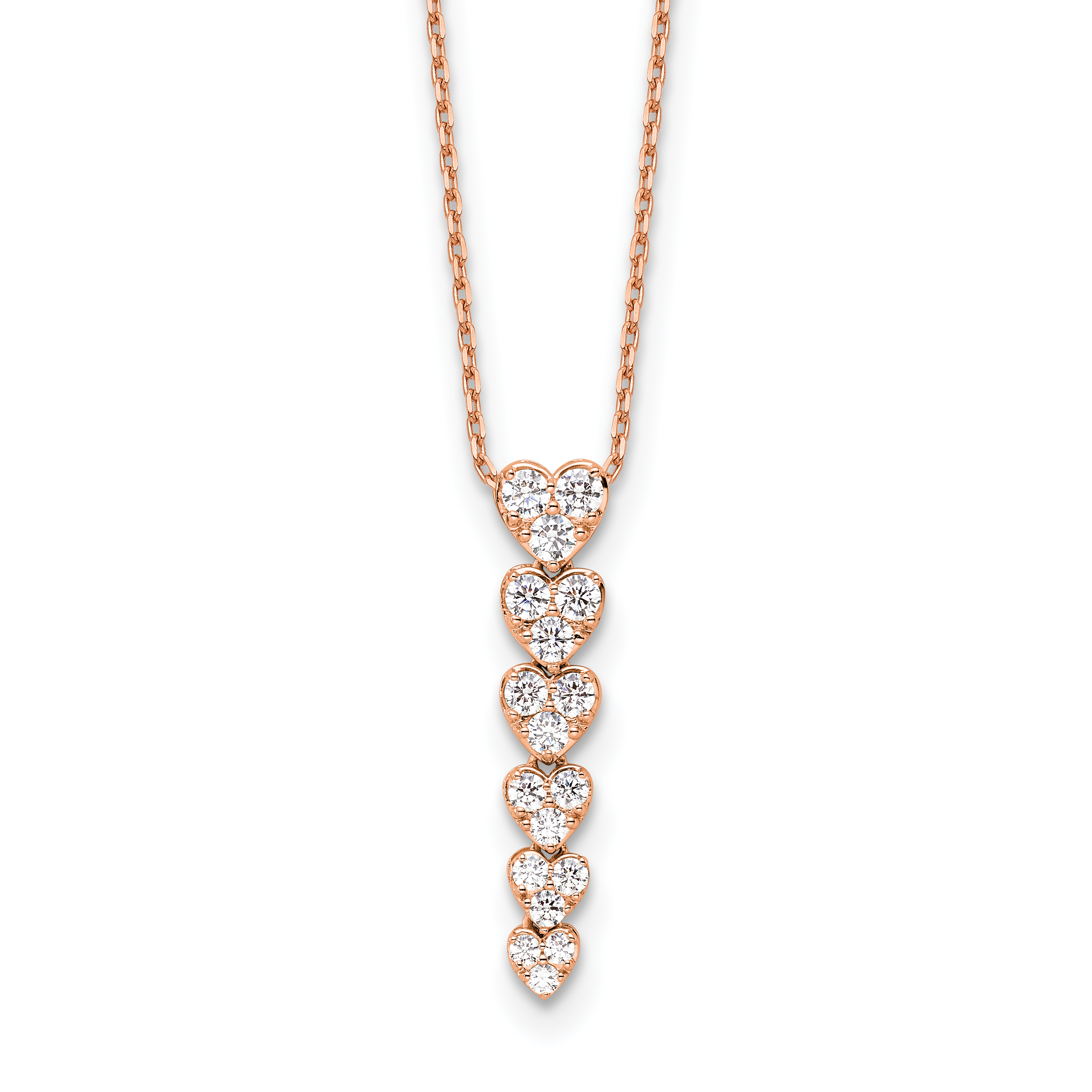 True Origin 14k Rose Gold 1 carat Lab Grown Diamond VS DEF 18 inch Hearts Pendant Necklace (PM10026-100-RLD)