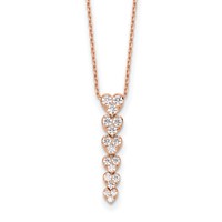 True Origin 14K Rose Gold 1 Carat Lab Grown Diamond VS+ F+ Complete Hearts Pendant Necklace, 18" view 1
