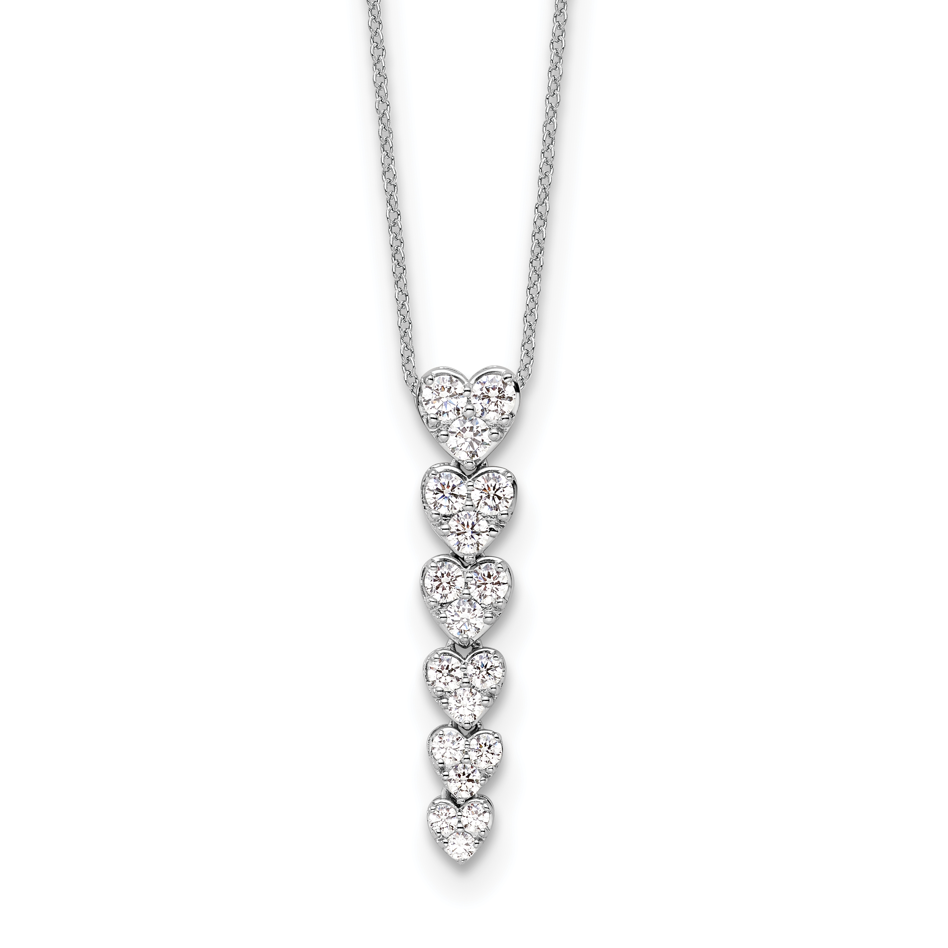 True Origin 14k White Gold 1 carat Lab Grown Diamond VS DEF 18 inch Hearts Pendant Necklace (PM10026-100-WLD)