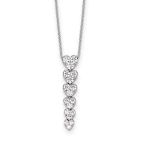 True Origin 14K White Gold 1 Carat Lab Grown Diamond VS+ F+ Complete Hearts Pendant Necklace, 18" view 1