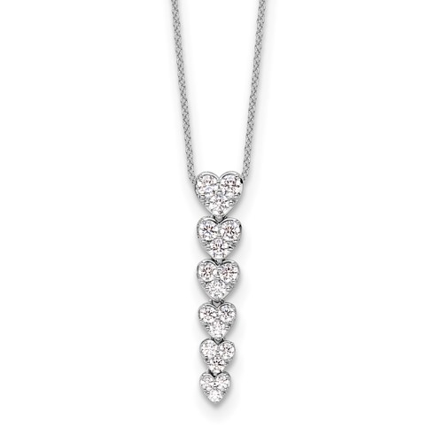 True Origin 14K White Gold 1 Carat Lab Grown Diamond VS+ F+ Complete Hearts Pendant Necklace, 18"