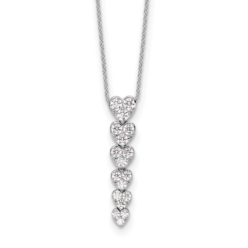 True Origin 14k White Gold 1 carat Lab Grown Diamond VS DEF 18 inch Hearts Pendant Necklace