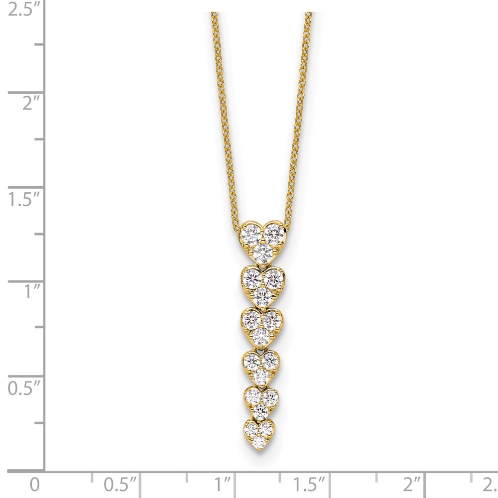 True Origin 14k 1 carat Lab Grown Diamond VS DEF 18 inch Hearts Pendant Necklace (PM10026-100-YLD)