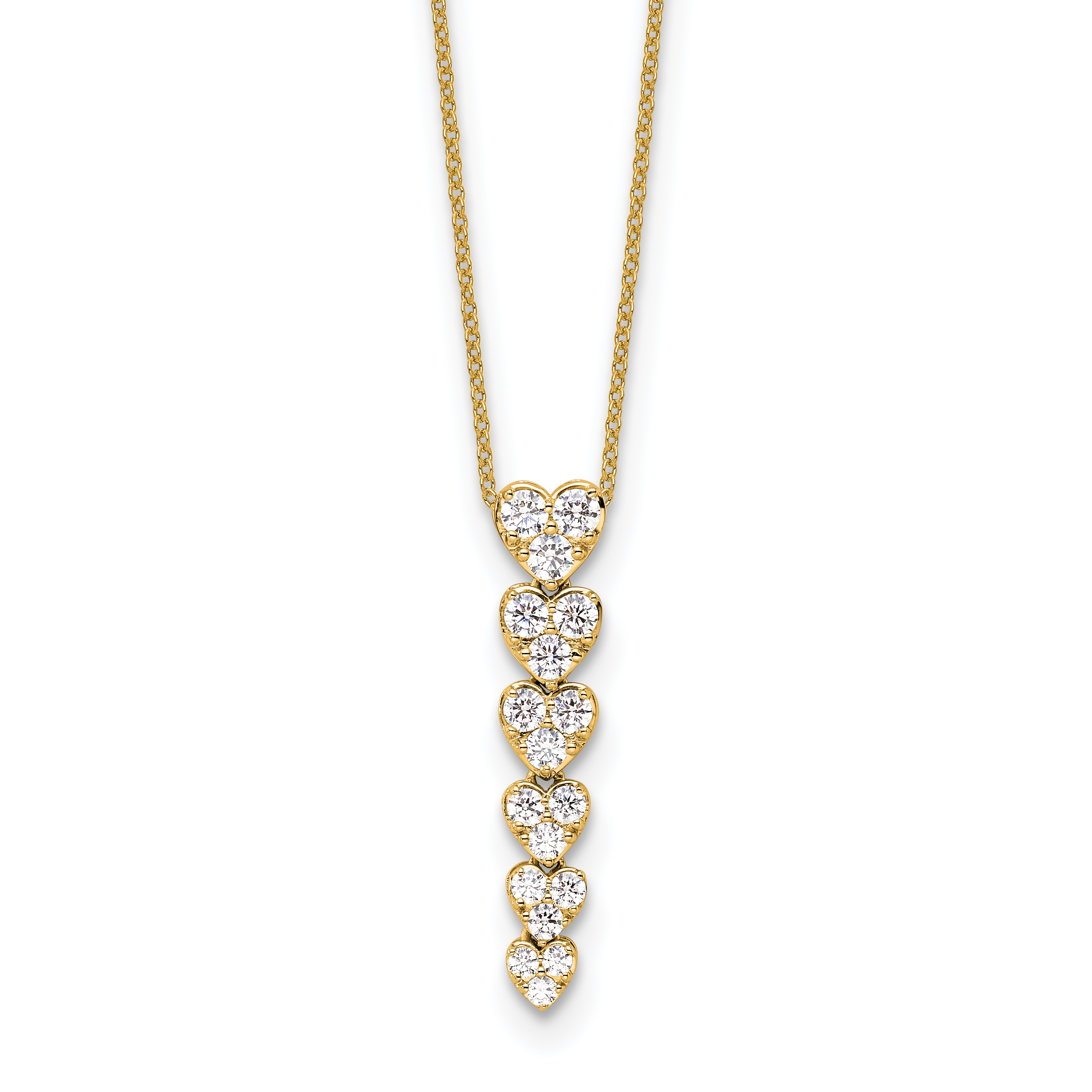 True Origin 14k 1 carat Lab Grown Diamond VS DEF 18 inch Hearts Pendant Necklace (PM10026-100-YLD)