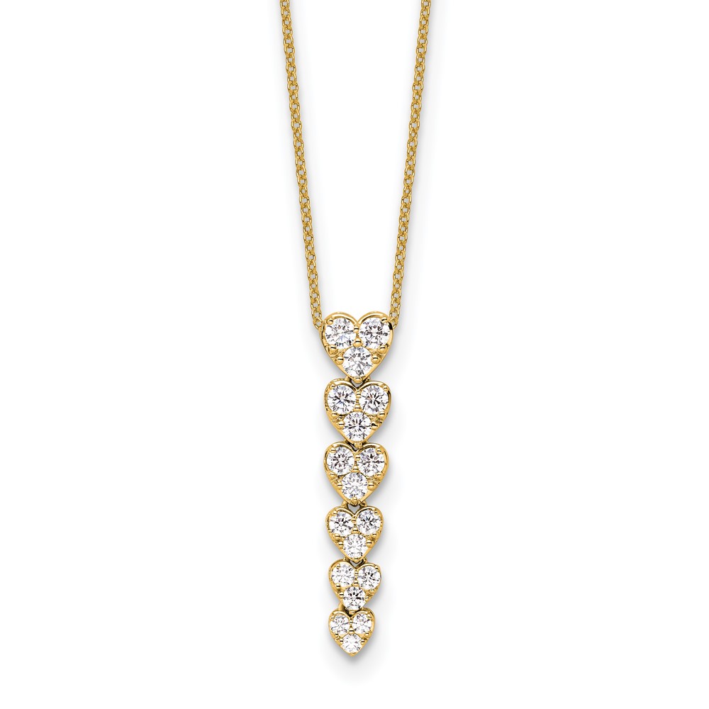 True Origin 14k 1 carat Lab Grown Diamond VS DEF 18 inch Hearts Pendant Necklace (PM10026-100-YLD)