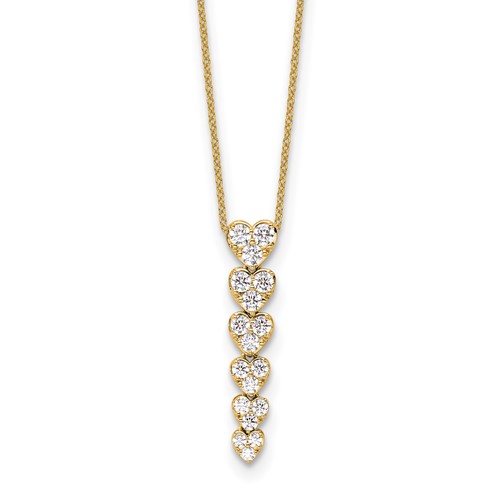 True Origin 14K Yellow Gold 1 Carat Lab Grown Diamond VS+ F+ Complete Hearts Pendant Necklace, 18"