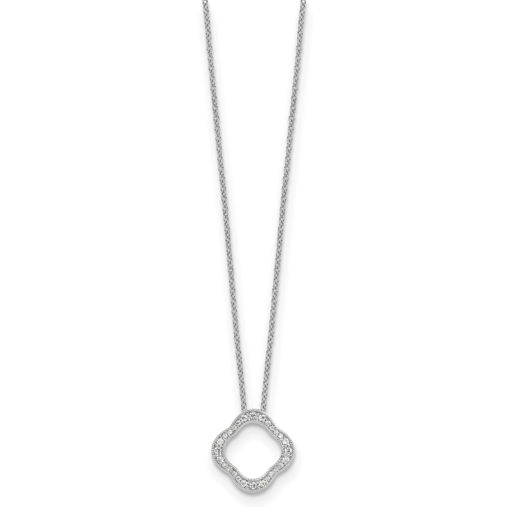 True Origin 14k White Gold 1/6 carat Lab Grown Diamond VS DEF 18 inch Quatrefoil Floral Necklace (PM1003-015-WLD)