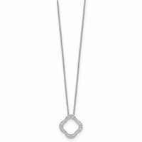 True Origin 14K White Gold 0.17 Carat Lab Grown Diamond VS+ F+ Complete Quatrefoil Floral Necklace, 18" view 2