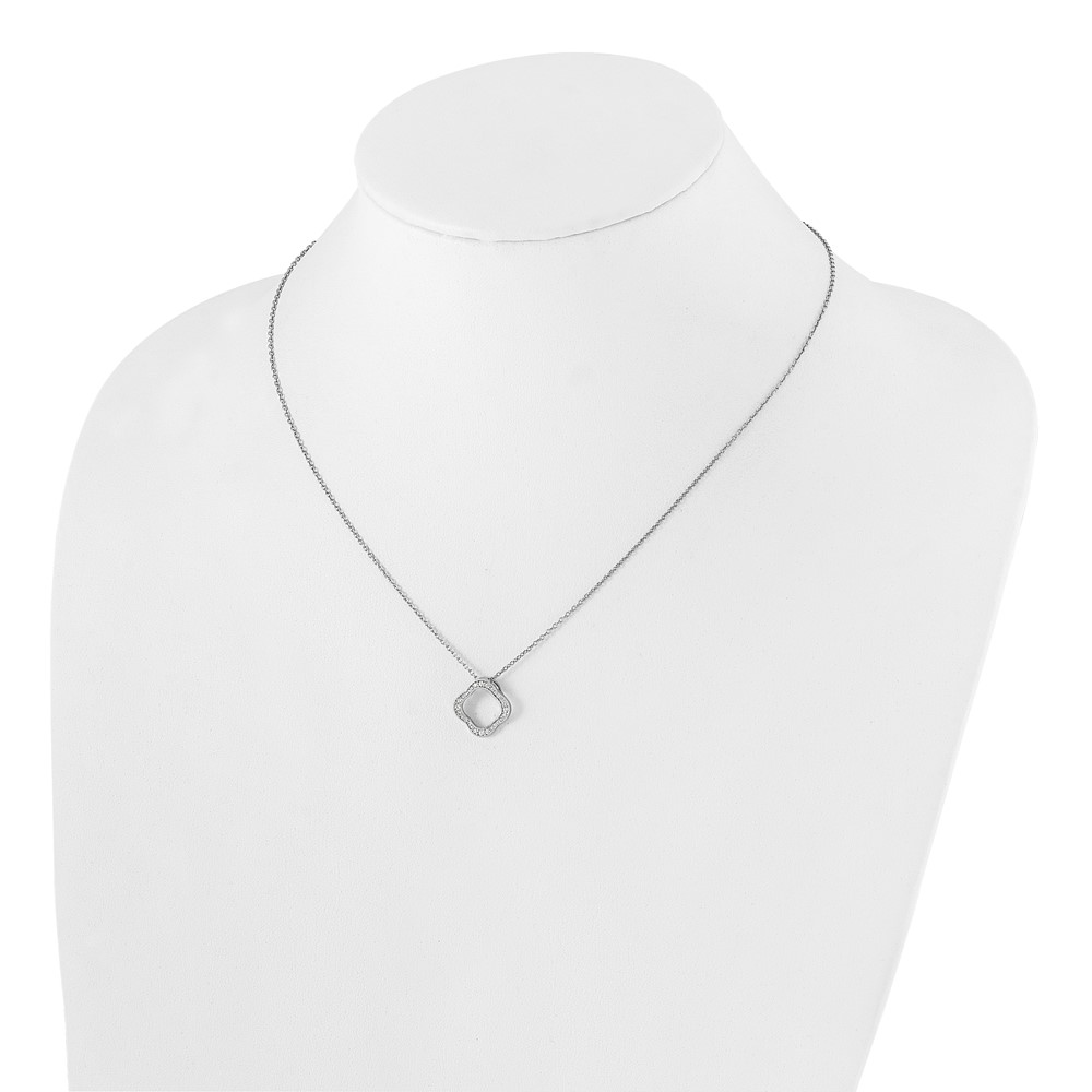 True Origin 14k White Gold 1/6 carat Lab Grown Diamond VS DEF 18 inch Quatrefoil Floral Necklace (PM1003-015-WLD)