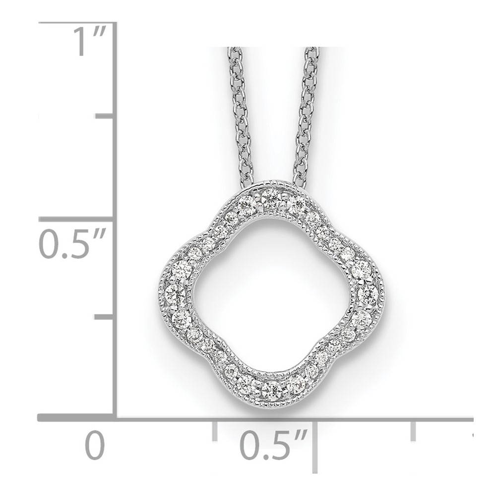 True Origin 14k White Gold 1/6 carat Lab Grown Diamond VS DEF 18 inch Quatrefoil Floral Necklace (PM1003-015-WLD)