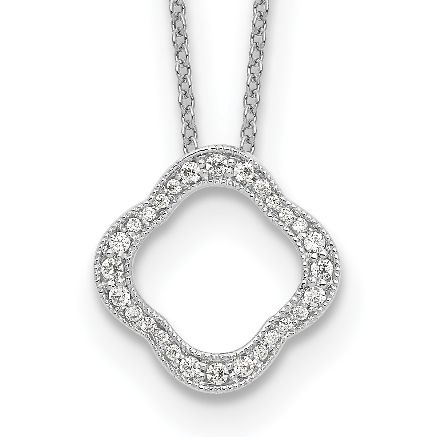 True Origin 14k White Gold 1/6 carat Lab Grown Diamond VS DEF 18 inch Quatrefoil Floral Necklace (PM1003-015-WLD)