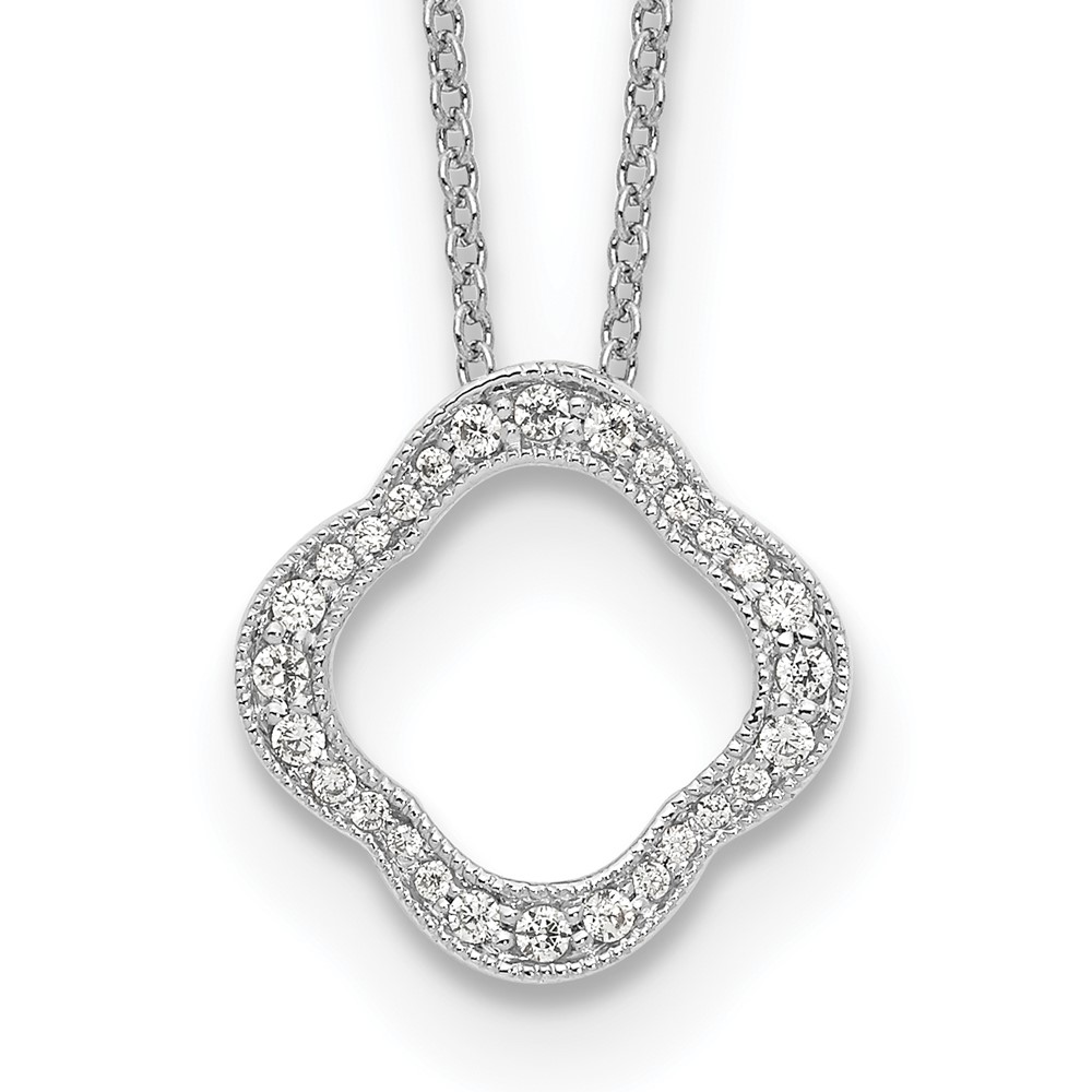 True Origin 14K White Gold 0.17 Carat Lab Grown Diamond VS+ F+ Complete Quatrefoil Floral Necklace, 18"