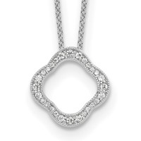 True Origin 14K White Gold 0.17 Carat Lab Grown Diamond VS+ F+ Complete Quatrefoil Floral Necklace, 18" view 1